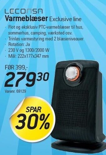 Thansen Leconsa varmeblæser exclusive line tilbud