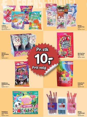 Pr. stk 10,- frit valg