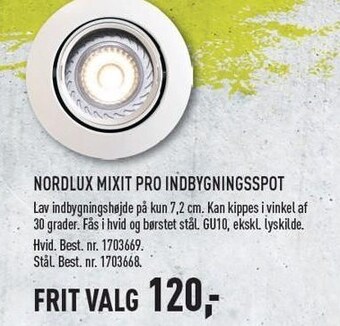 Nordlux mixit pro indbygningsspot ekskl. moms