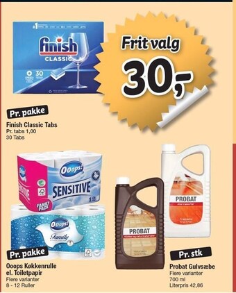 Fakta Tyskland Finish classic tabs, ooops køkkenrulle el. toiletpapir eller probat gulvsæbe tilbud