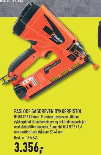 Johannes Fog Paslode gasdreven dykkerpistol ekskl. moms tilbud