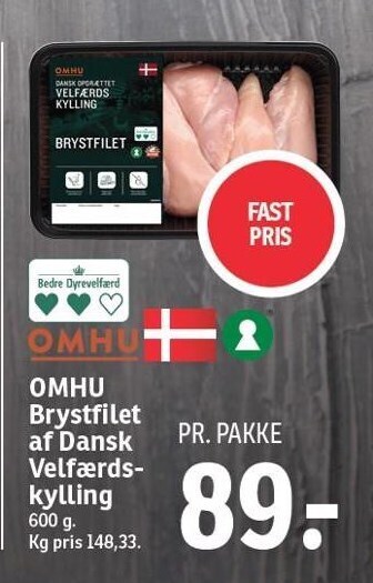 Omhu brystfilet af dansk velfærdskylling