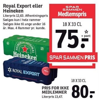 SPAR Royal export eller heineken tilbud