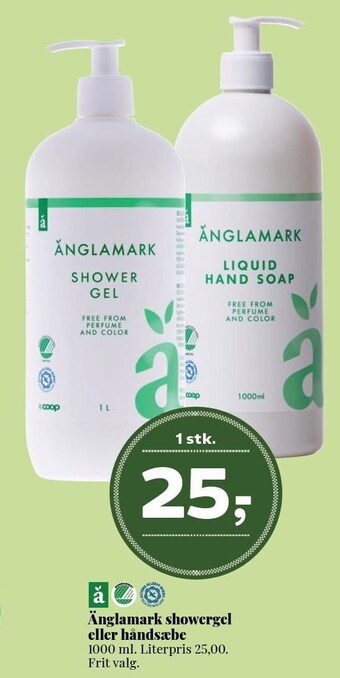 Dagli'Brugsen Änglamark showergel eller håndsæbe tilbud