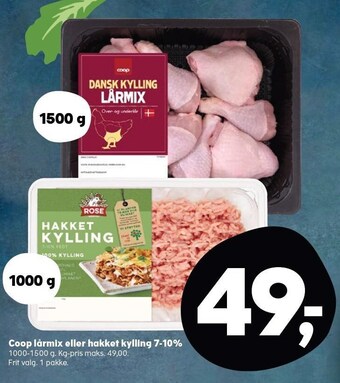 SuperBrugsen Coop lårmix eller hakket kylling 7-10% tilbud