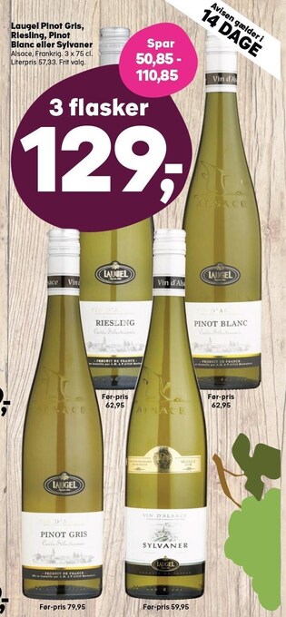 SuperBrugsen Laugel pinot gris, riesling, pinot blanc eller sylvaner tilbud