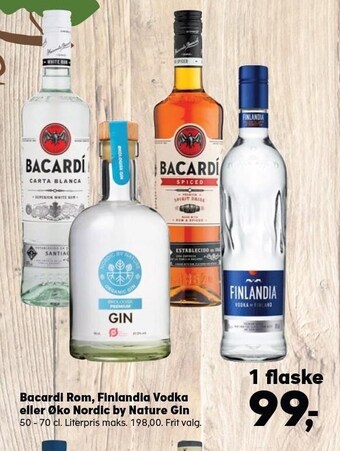 Bacardi rom, finlandia vodka eller øko nordic by nature gin