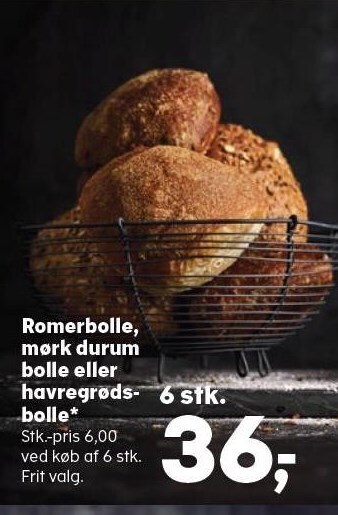 SuperBrugsen Romerbolle, mørk durum bolle eller havregrødsbolle tilbud