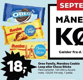 SuperBrugsen Oreo family, marabou cookie loop eller choco sticks tilbud