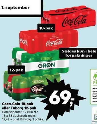SuperBrugsen Coca-cola 18-pak eller tuborg 12-pak tilbud