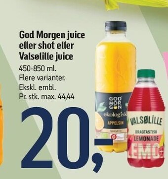 Føtex God morgen juice eller shot eller valsølille juice tilbud