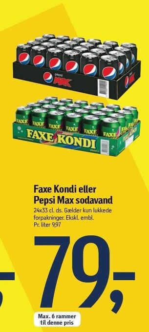 Føtex Faxe kondi eller pepsi max sodavand tilbud
