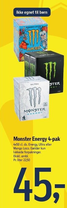 Føtex Monster energy 4-pak tilbud