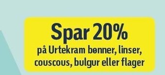 Føtex Spar 20% på urtekram bønner, linser, couscous, bulgur eller flager tilbud