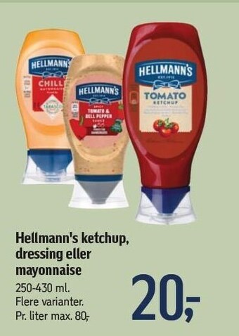 Føtex Hellmann's ketchup, dressing eller mayonnaise tilbud