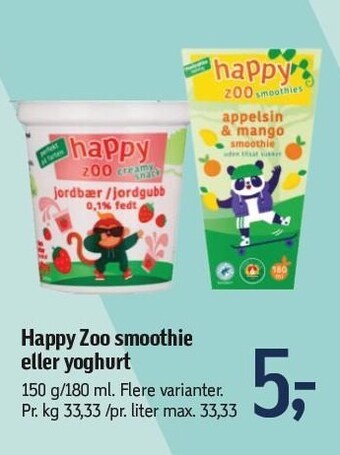 Føtex Happy zoo smoothie eller yoghurt tilbud