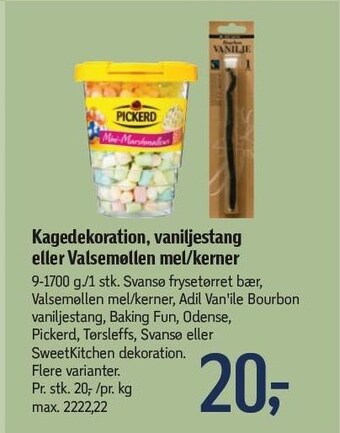 Føtex Kagedekoration, vaniljestang eller valsemøllen mel/kerner tilbud