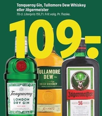 Coop 365 Tanquerray gin, tullamore dew whiskey eller jägermeister tilbud