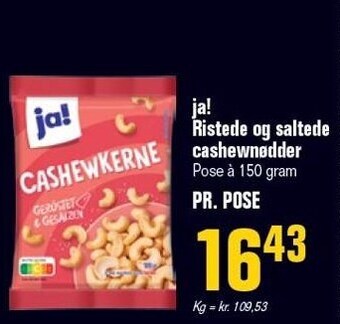 Poetzsch Padborg Ja! ristede og saltede cashewnødder tilbud