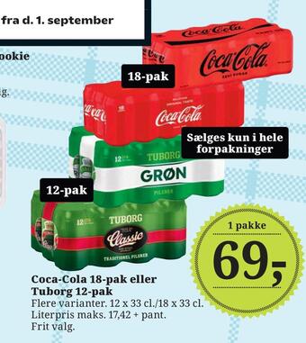 Coca-cola 18-pak eller tuborg 12-pak