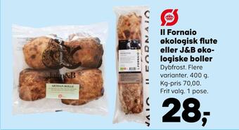 SuperBrugsen Il fornaio økologisk flute eller j&b økologiske boller tilbud