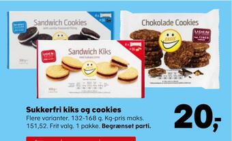 SuperBrugsen Sukkerfri kiks og cookies tilbud