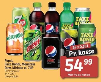 Fakta Tyskland Pepsi, faxe kondi, mountain dew, mirinda el. 7up tilbud