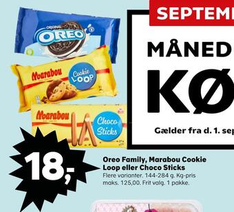 SuperBrugsen Oreo family, marabou cookie loop eller choco sticks tilbud