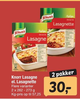 Fakta Tyskland Knorr lasagne el. lasagnette tilbud
