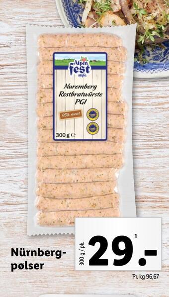 Lidl Nürnbergpølser tilbud