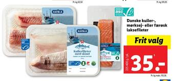 Lidl Danske kuller-, mørksej- eller færøsk laksefileter tilbud