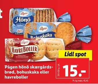 Lidl Pågen hönö skærgårdsbrød, bohuskaka eller havreboller tilbud