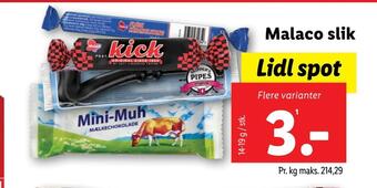 Lidl Malaco slik tilbud