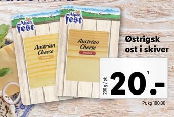 Lidl Østrigsk ost i skiver tilbud