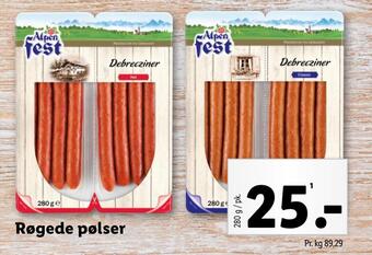 Lidl Røgede pølser tilbud