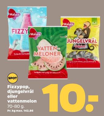 Netto Fizzypop, djungelvrål eller vattenmelon tilbud