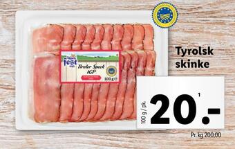 Lidl Tyrolsk skinke tilbud