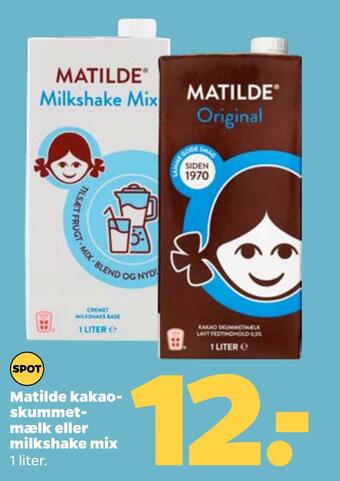 Netto Matilde kakaoskummetmælk eller milkshake mix tilbud