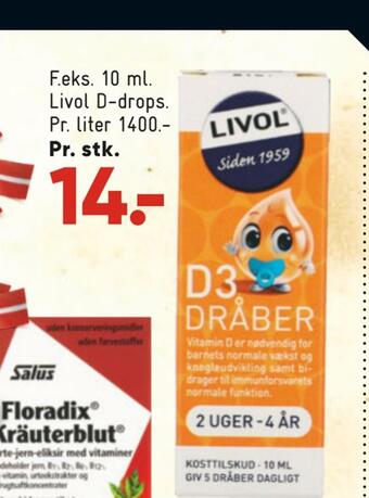 Bilka 10 ml. livol d-drops tilbud