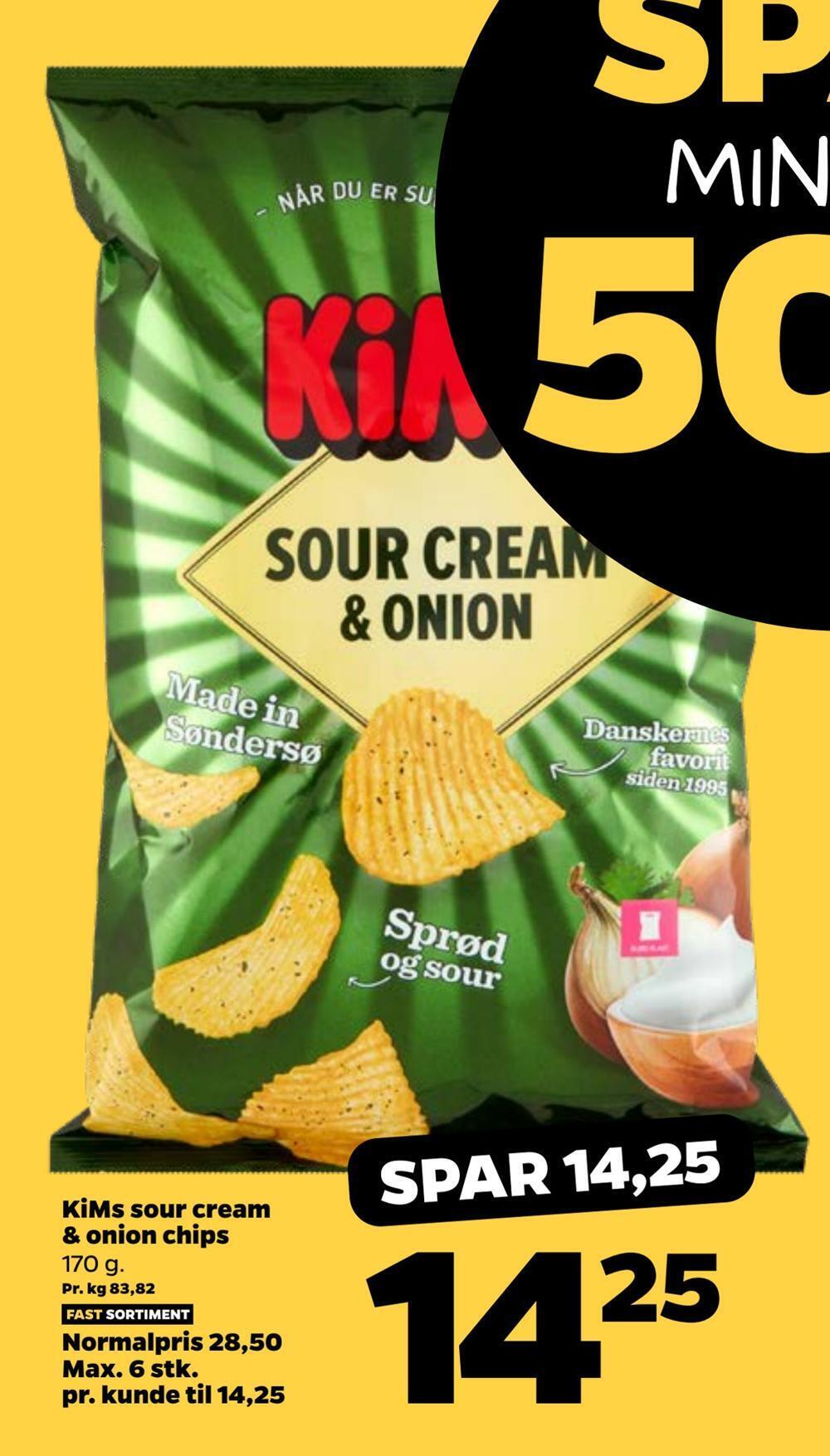 Kims sour cream & onion chips tilbud hos Netto