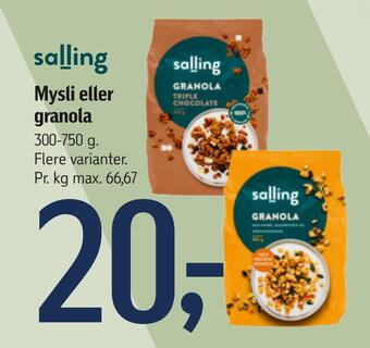 Føtex Mysli eller granola tilbud