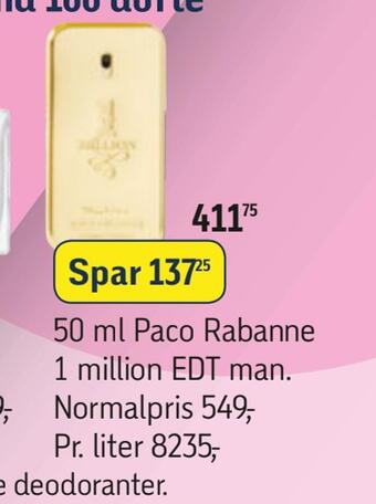 Føtex 50 ml paco rabanne 1 million edt man tilbud