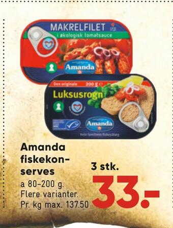 Bilka Amanda fiskekonserves tilbud