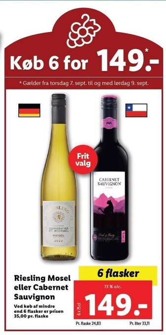Lidl Riesling mosel eller cabernet sauvignon tilbud