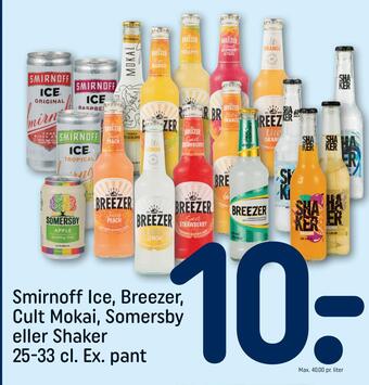 REMA 1000 Smirnoff ice, breezer, cult mokai, somersby eller shaker tilbud