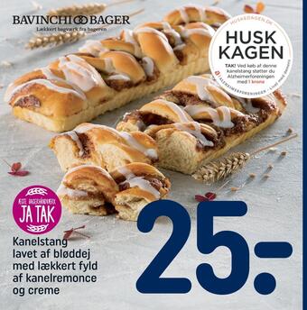 REMA 1000 Kanelstang lavet af bløddej med lækkert fyld af kanelremonce og creme tilbud