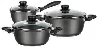 Sjöbo grydesæt sort aluminium 6 dele