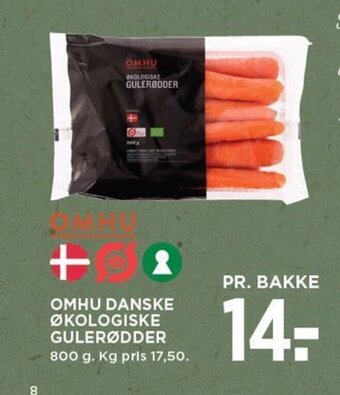 MENY OMHU DANSKE ØKOLOGISKE GULERØDDER tilbud