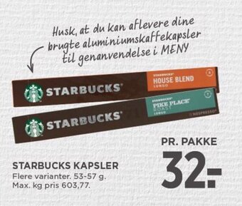 MENY STARBUCKS KAPSLER tilbud