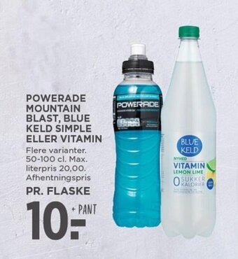 MENY POWERADE MOUNTAIN BLAST, BLUE KELD SIMPLE ELLER VITAMIN tilbud